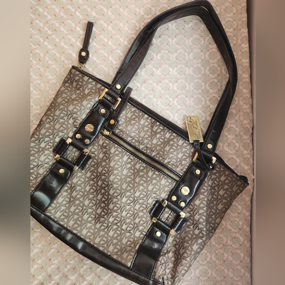 Marc Fisher Logo Vegan Leather Essential Carryall Bag in Brown